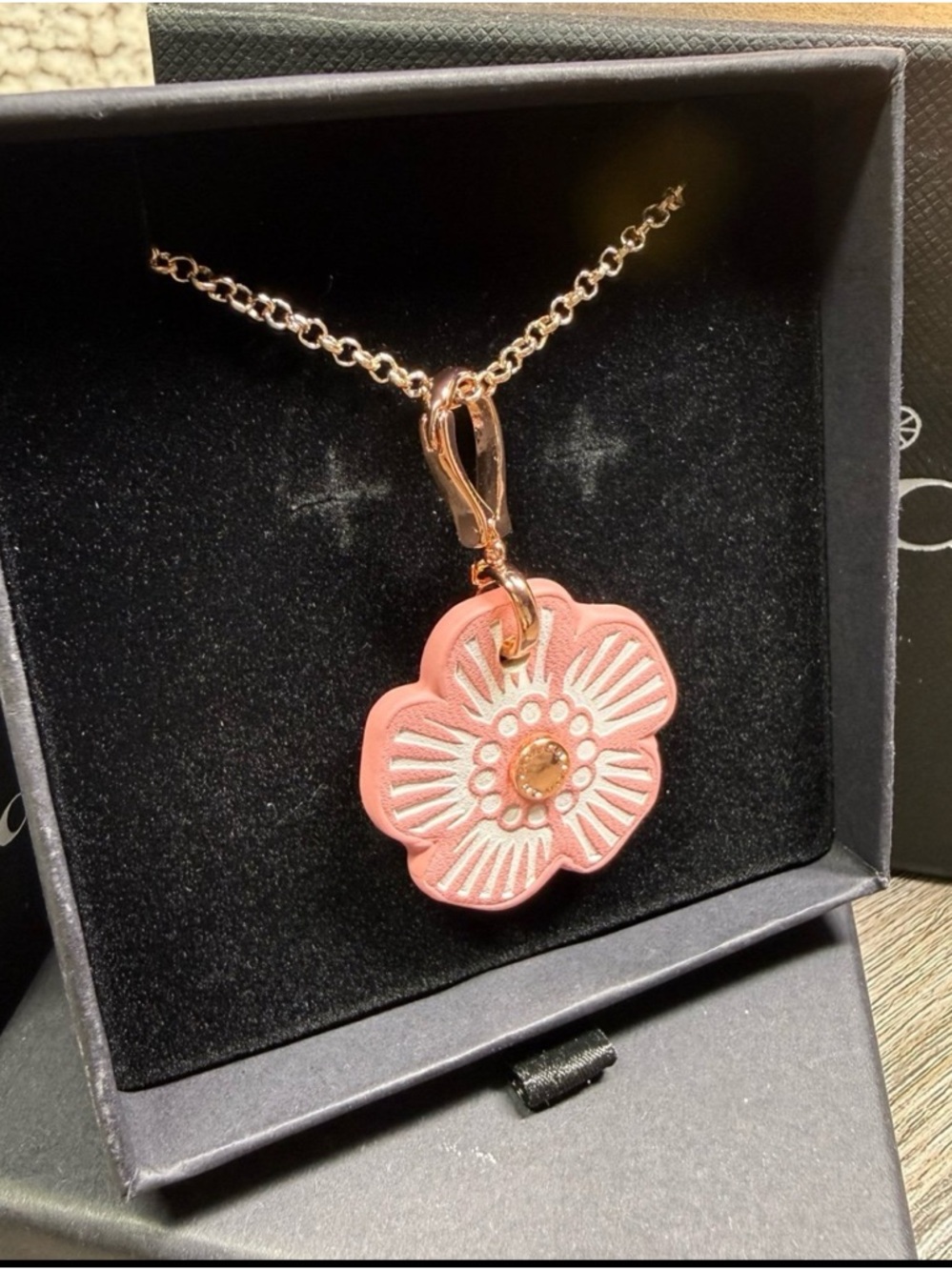 COACH Poppy, Coach -Flower - Light Pink /rose chain 22” - Picture 3 of 6